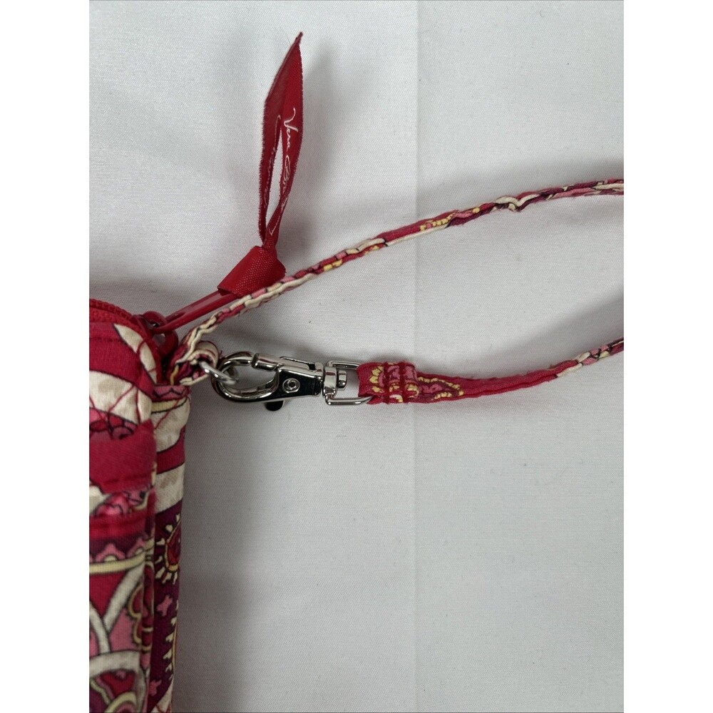 Vera Bradley Zip Around Wristlet Wallet Phone Red Rosy Posies Paisley 6" x 3.5” - Picture 5 of 10